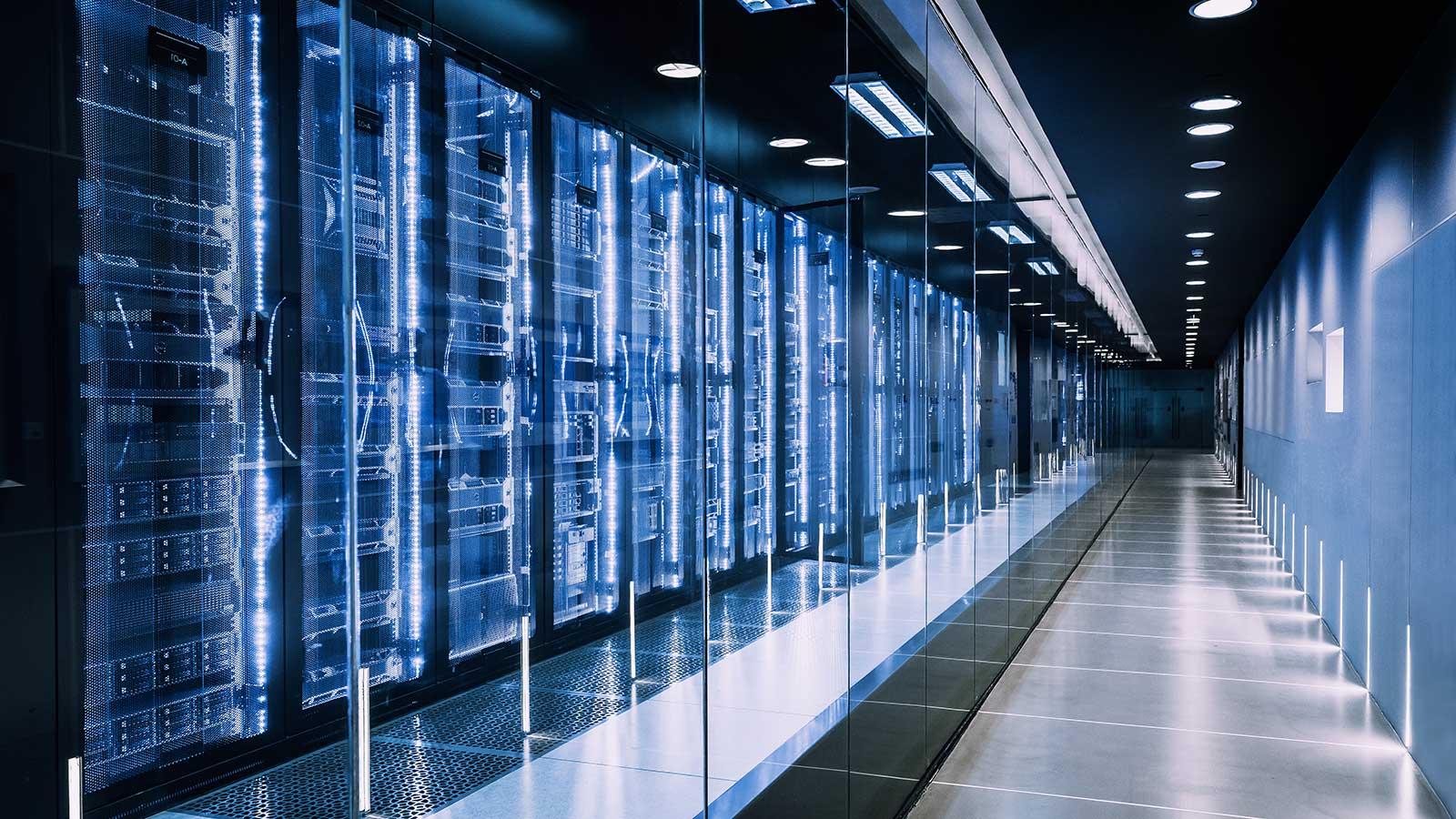 Racks of servers representing Computer Science degrees at Clarkson University